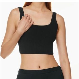 Aritzia Black Ribbed Square-Neck Crop Tank